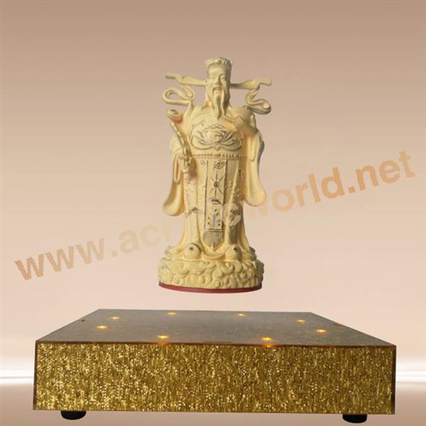 golden color acrylic magnetic levitation display with led 